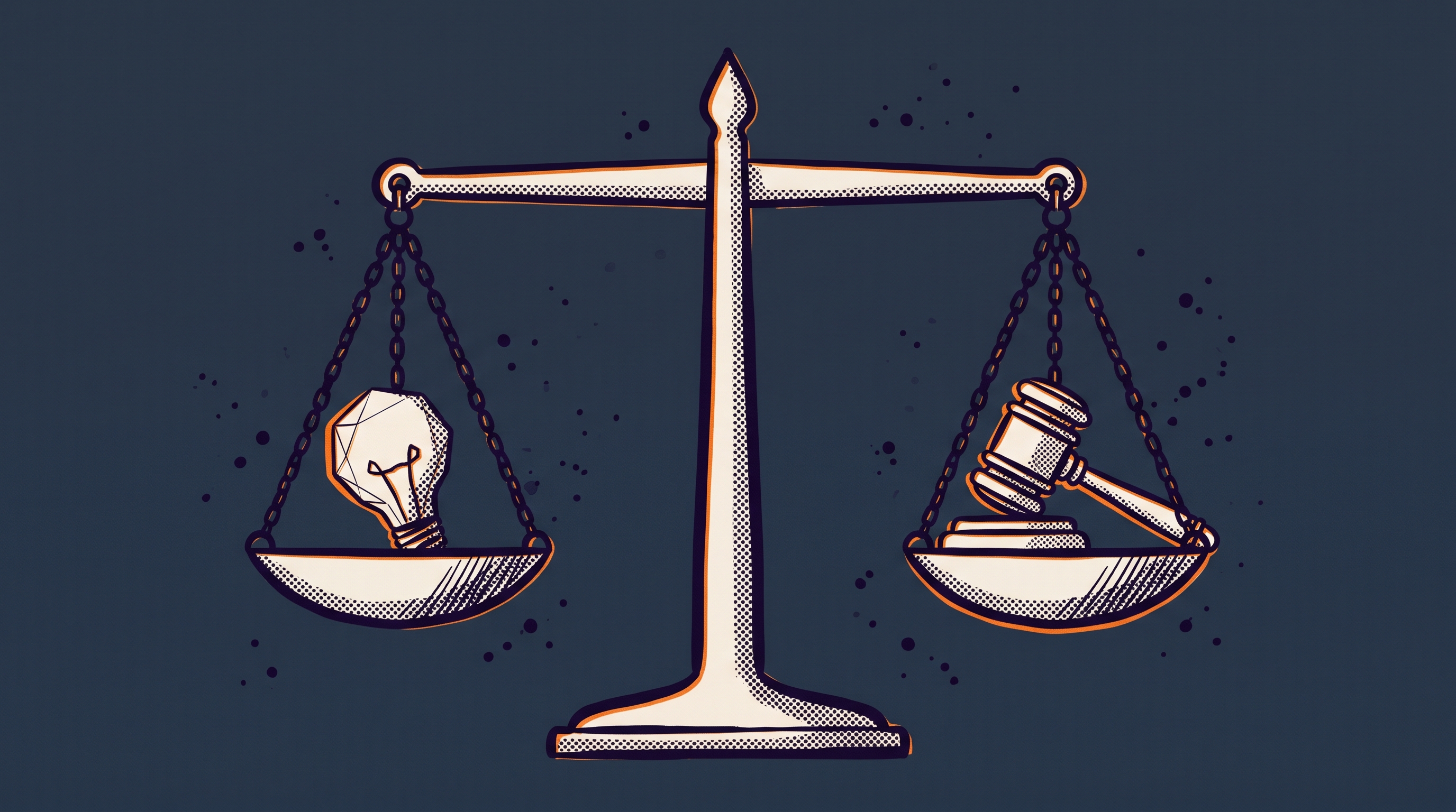 Scales of justice representing the bar ethics balance between AI utility and attorney responsibility in immigration practice