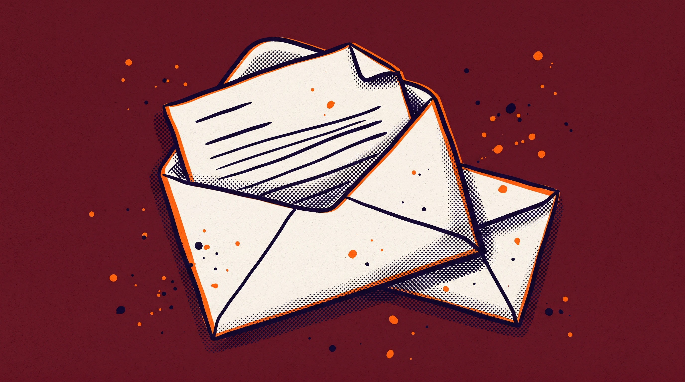An envelope with a formal letter partially pulled out against a burgundy background representing an RFE response on EB1A Criterion 10 commercial success evidence