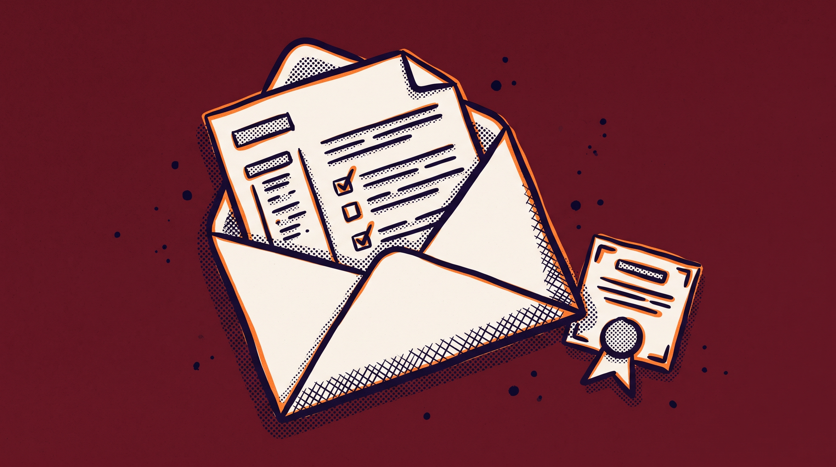 An envelope with a formal letter partially pulled out against a burgundy background representing an RFE response on EB1A Criterion 4 judging evidence