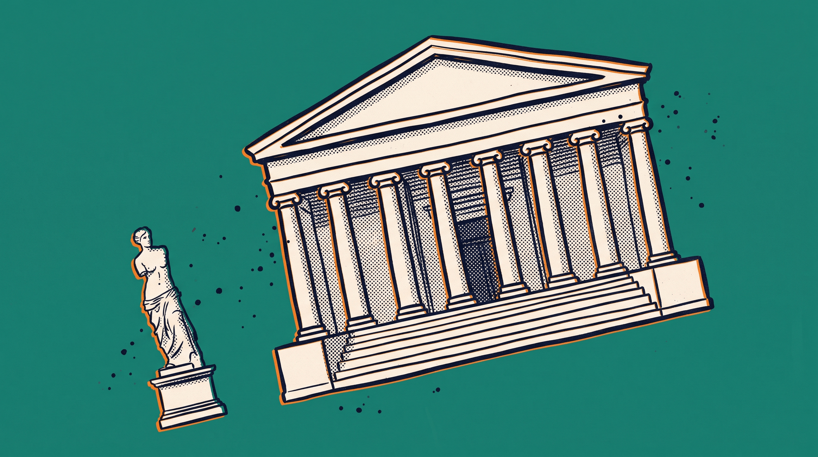 A neoclassical museum building facade with columns and pediment representing the nationally recognized institutional venue required for EB1A Criterion 7 artistic exhibitions