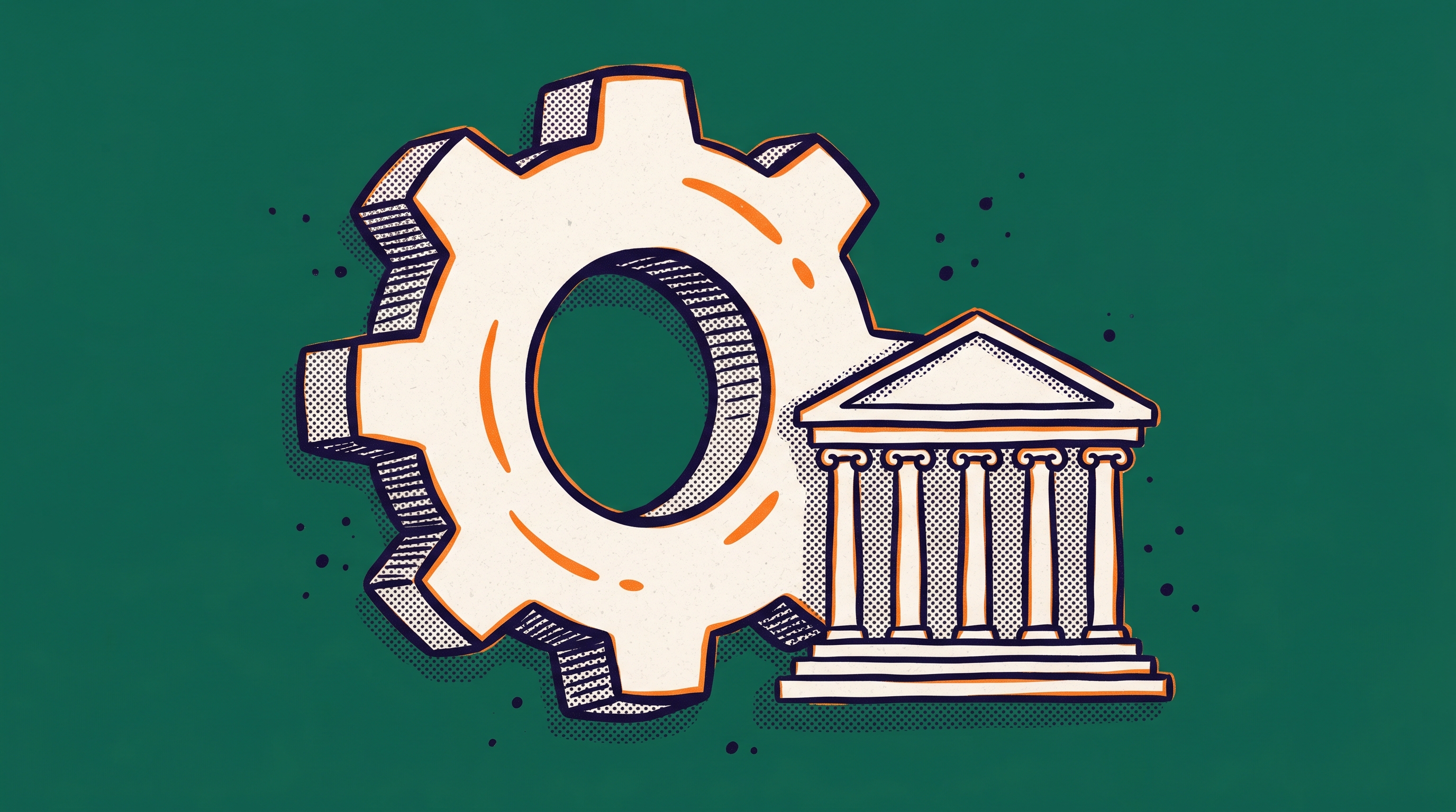 A large gear cog centered representing the critical functional role that drives an organization's operations for EB1A Criterion 8