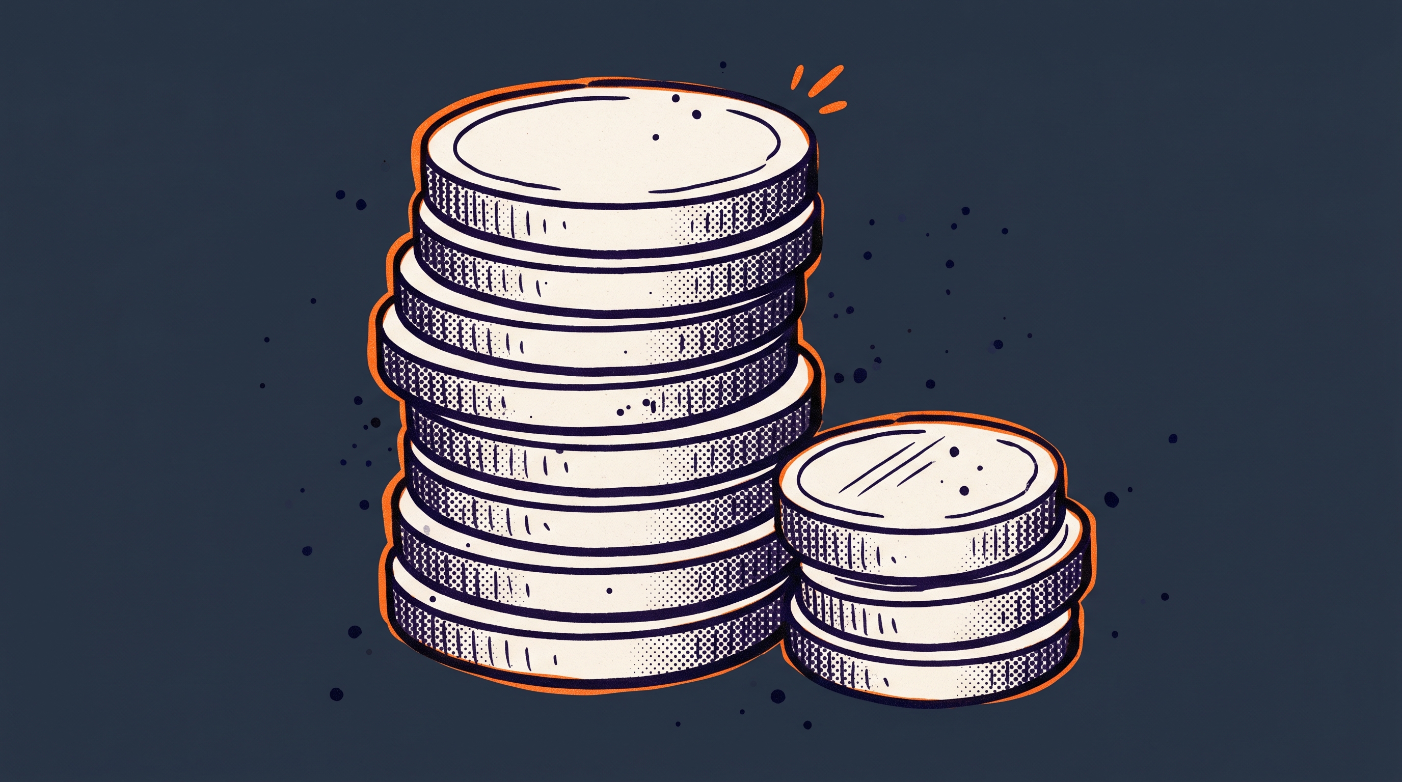 A large stack of coins beside a smaller stack representing compensation positioned high relative to peers in the field for EB1A Criterion 9