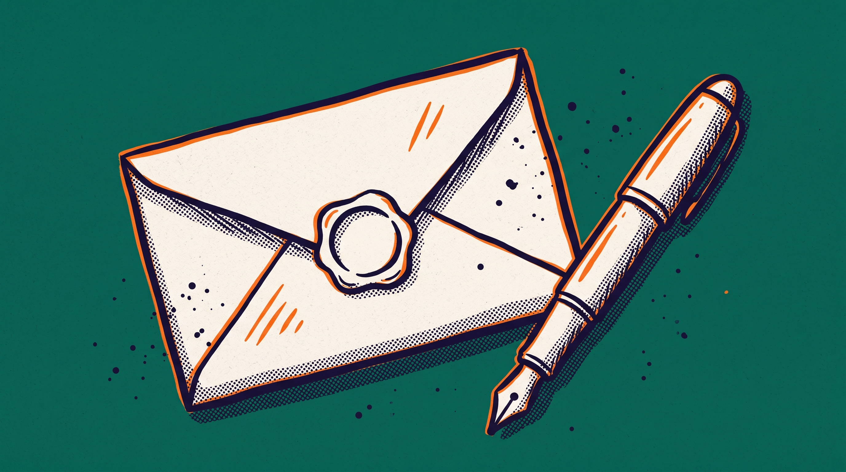 A formal envelope with a wax seal beside a fountain pen representing the expert recommendation letter drafting process for EB1A Criterion 5