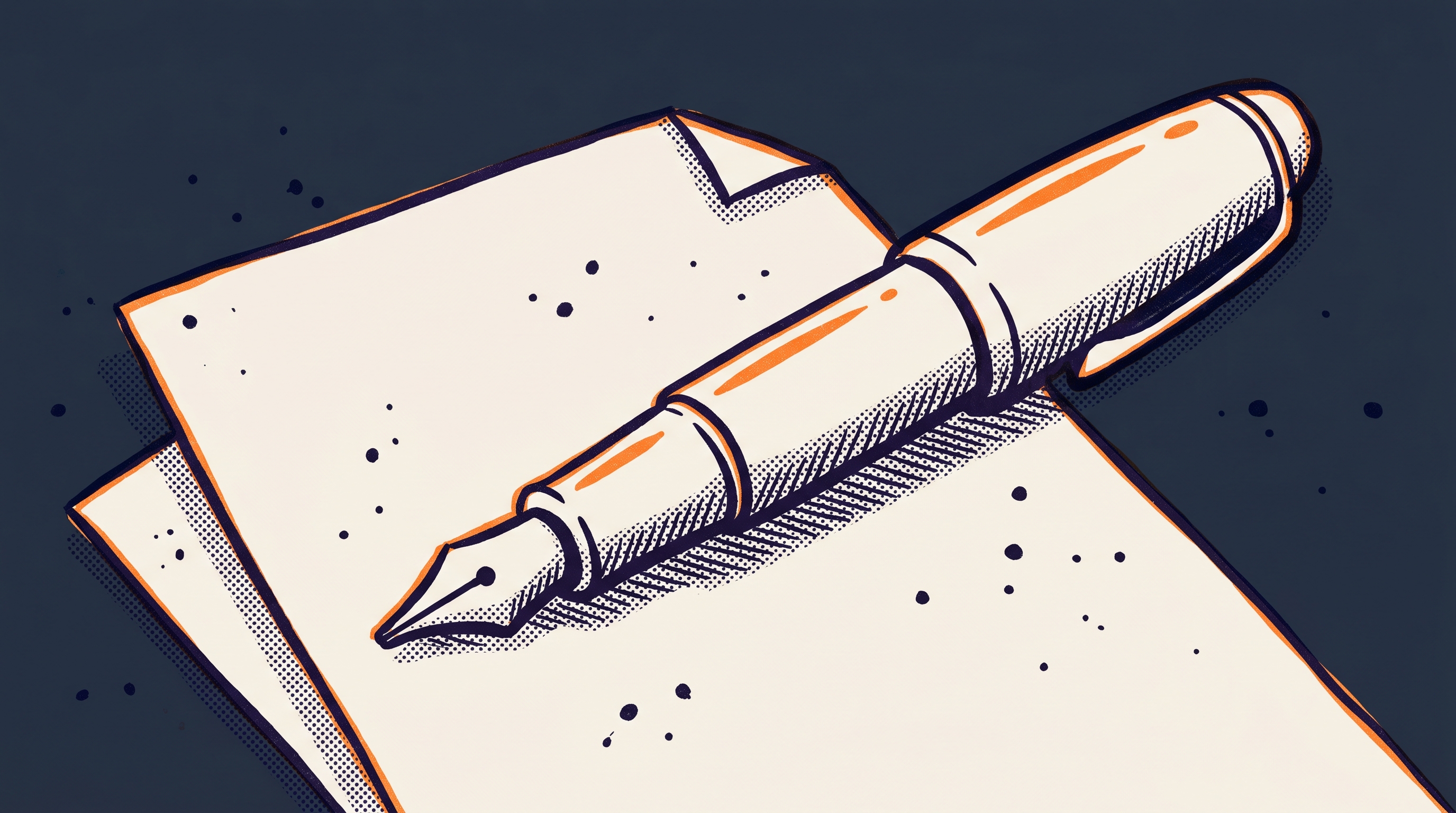 Fountain pen over petition document representing the final merits drafting process for EB1A extraordinary ability petitions