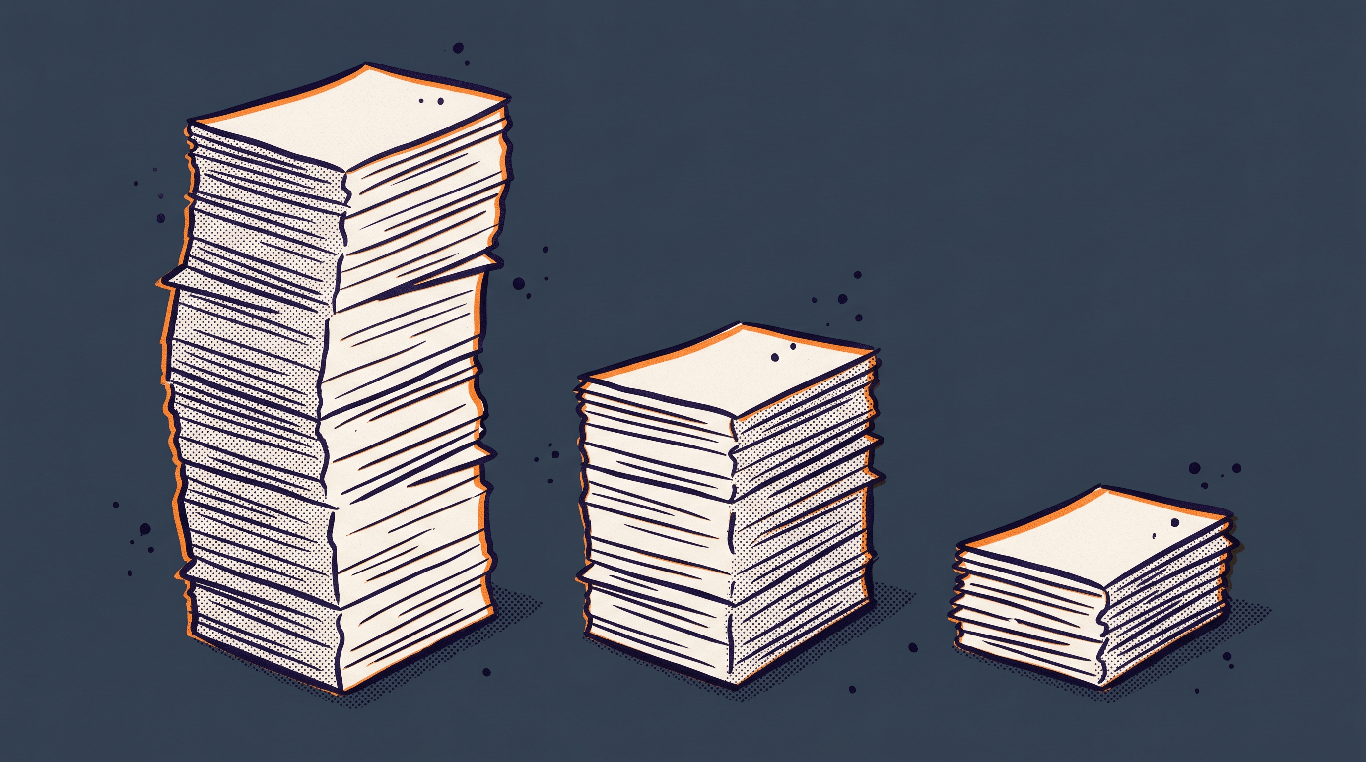 NIW filing volume surge 2022-2024 — stacked document piles representing 190% increase