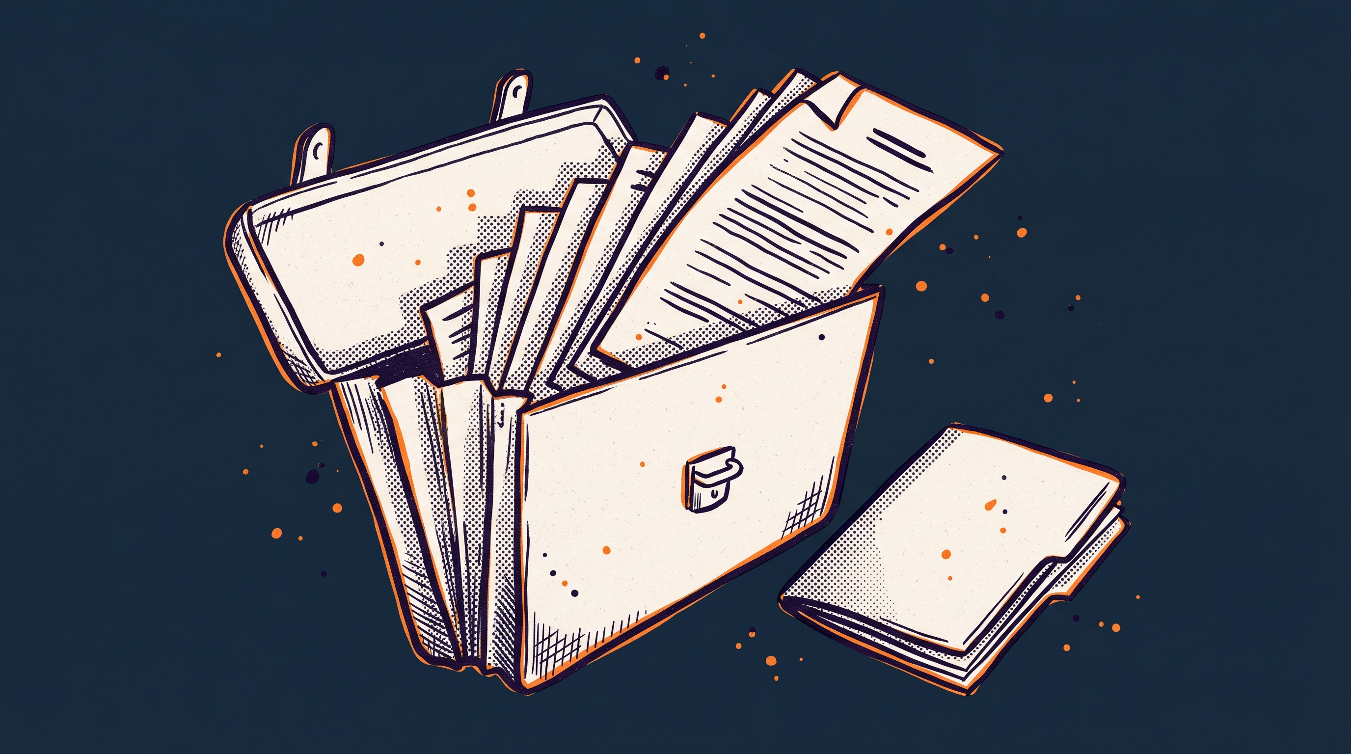 Open briefcase with documents fanning out — EB-1A petition architecture for non-discretionary adjudication in 2026