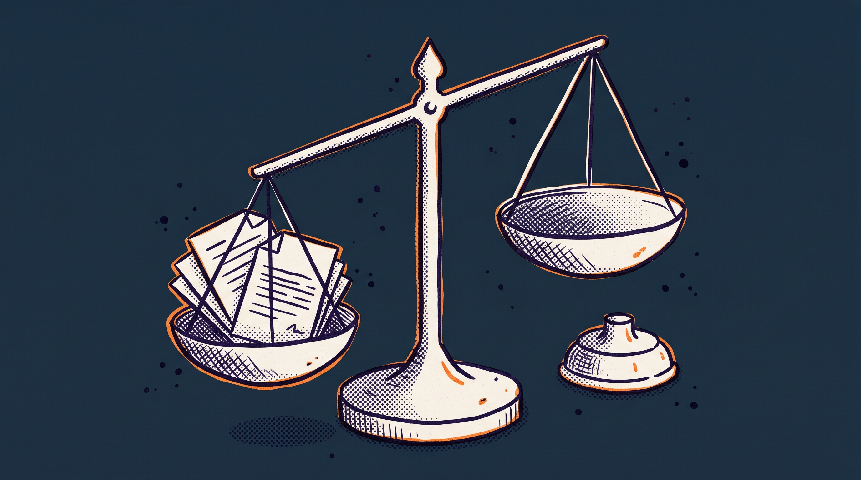 Two-pan balance scale illustration representing Kazarian Step 2 final merits determination in EB-1A adjudication