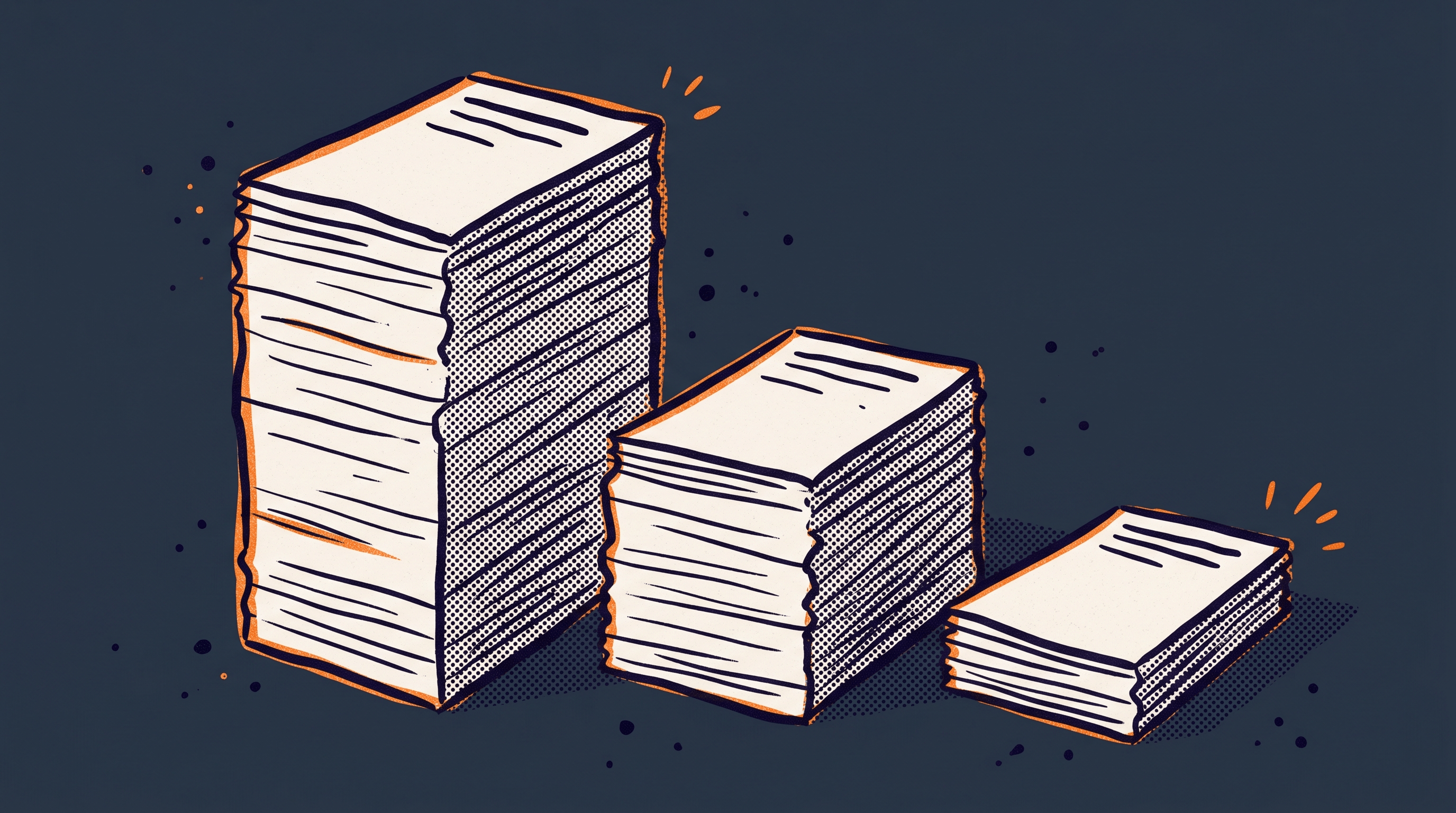 Three document stacks representing the three RFE response strategies: add evidence, reframe existing, legal argument only