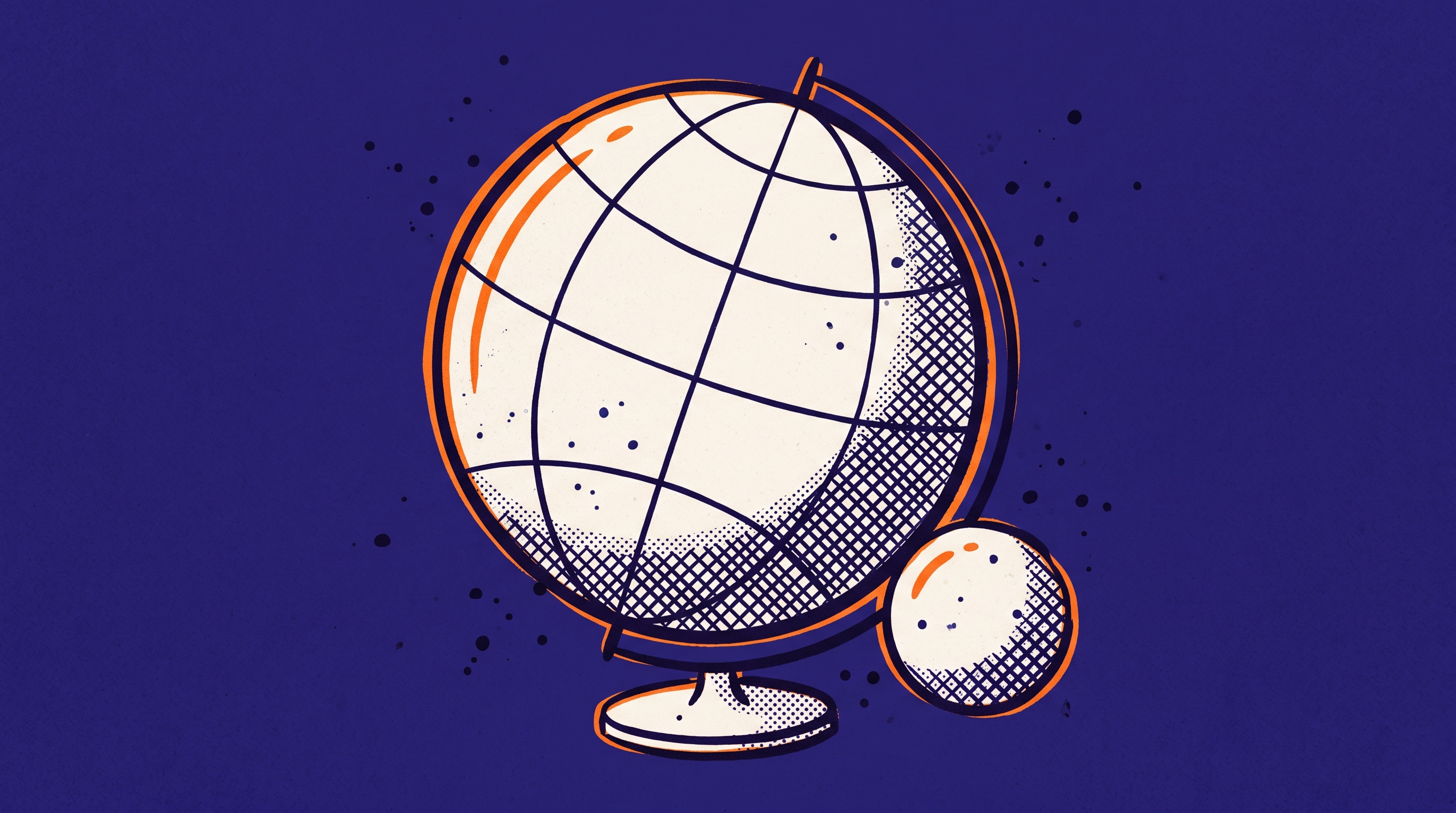 Globe form with simple latitude and longitude lines representing national and international geographic scope of recognition for EB1A extraordinary ability