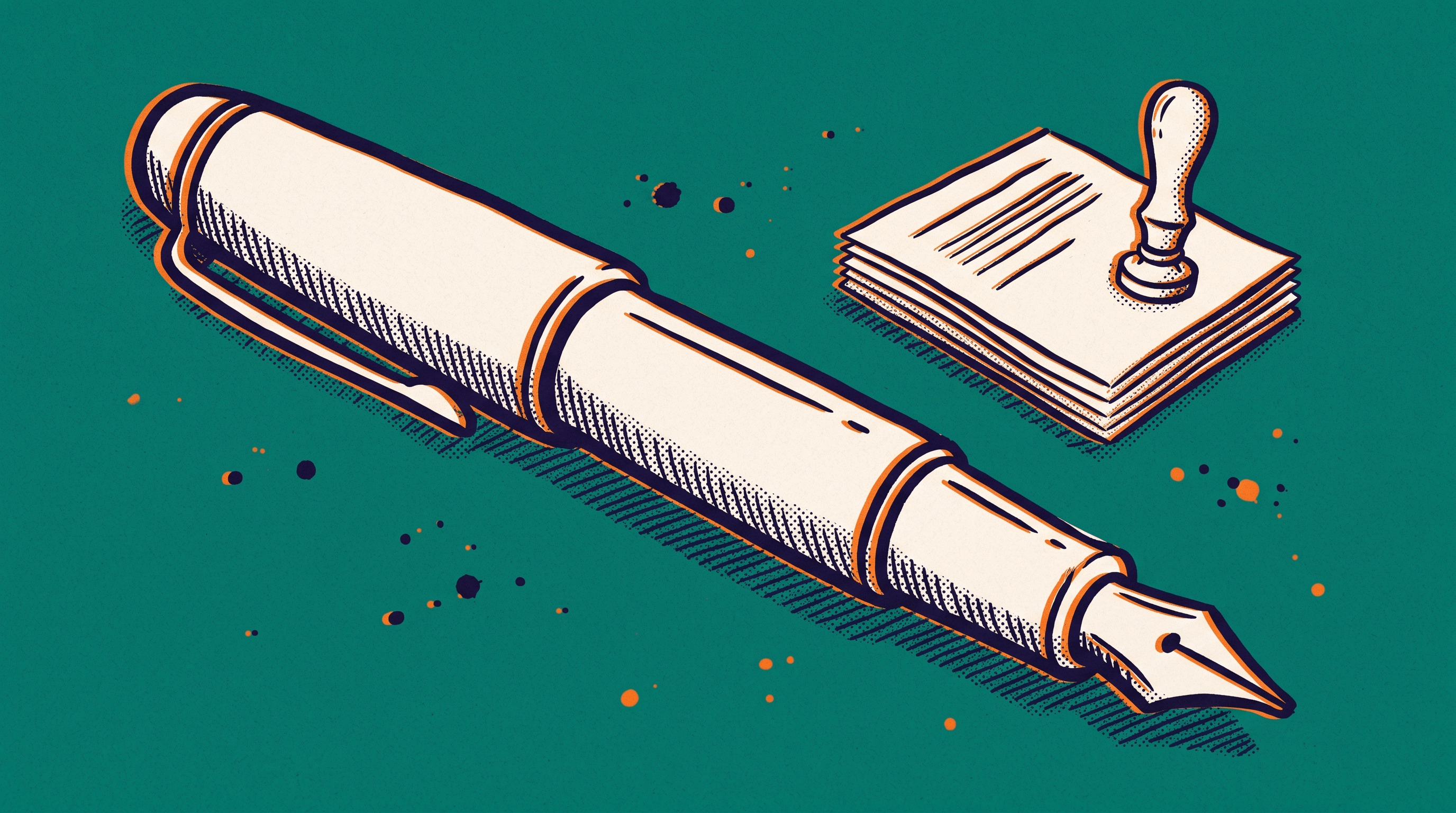 Fountain pen poised at a diagonal angle representing the strategic petition drafting required to argue sustained national or international acclaim
