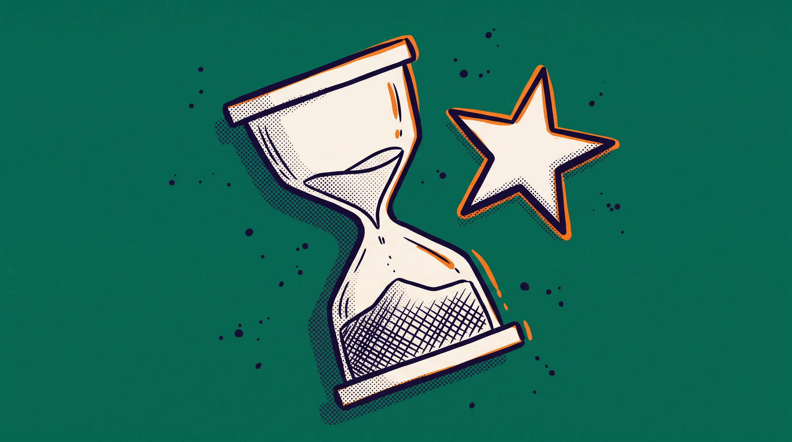 Hourglass with a star above it representing the O-1 waiting period required before building a sufficiently strong EB1A record