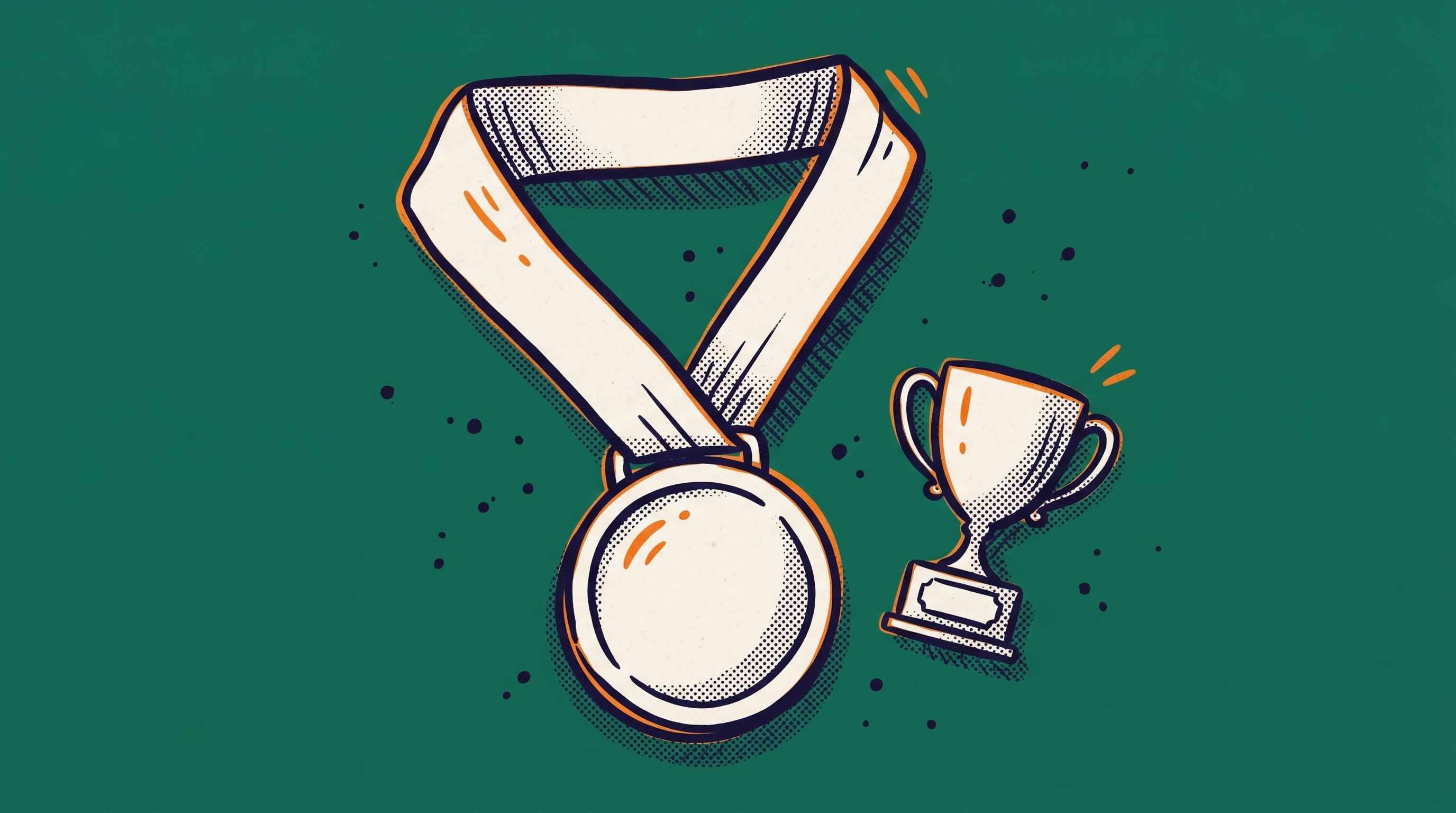 A medal on a ribbon beside a smaller trophy representing nationally recognized awards and prizes for excellence in an O-1A field of extraordinary ability