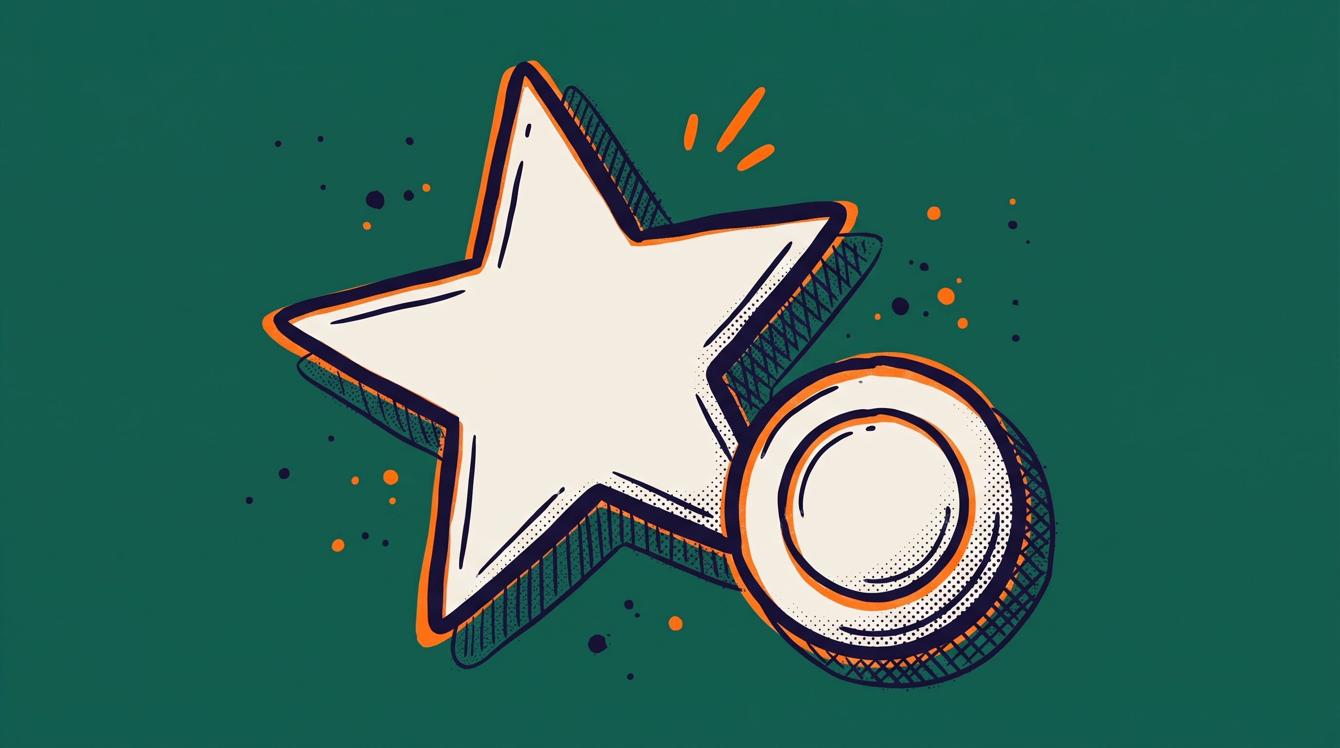 A large five-pointed star shape with a small circular stamp beside it representing selective membership recognition in distinguished professional associations
