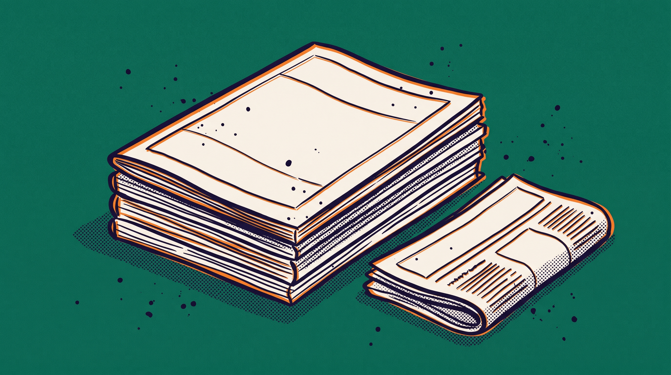 A stack of magazines and journals with a newspaper folded beside them representing published material in major professional and trade publications