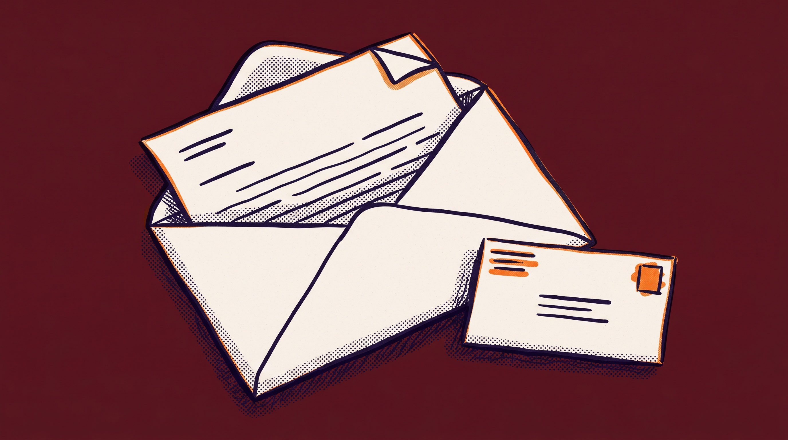 An envelope with a formal letter partially pulled out against a burgundy background representing an RFE response on O-1A Criterion 4 judging evidence