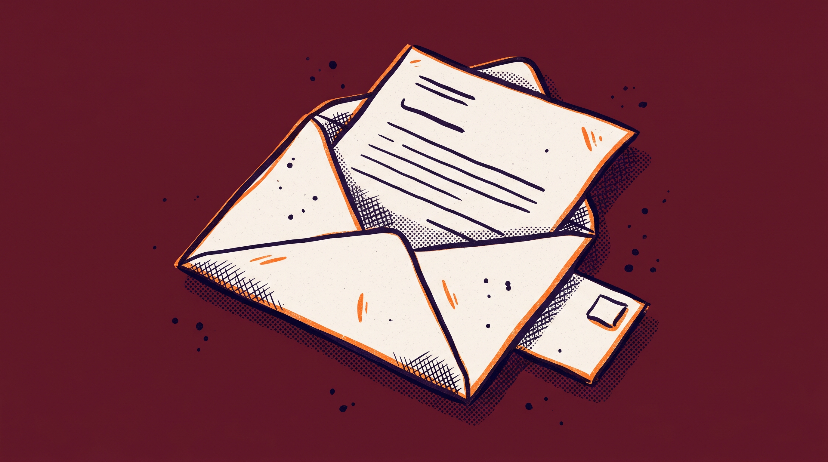 An envelope with a formal letter partially pulled out against a burgundy background representing an RFE response on O-1A Criterion 6 scholarly articles evidence