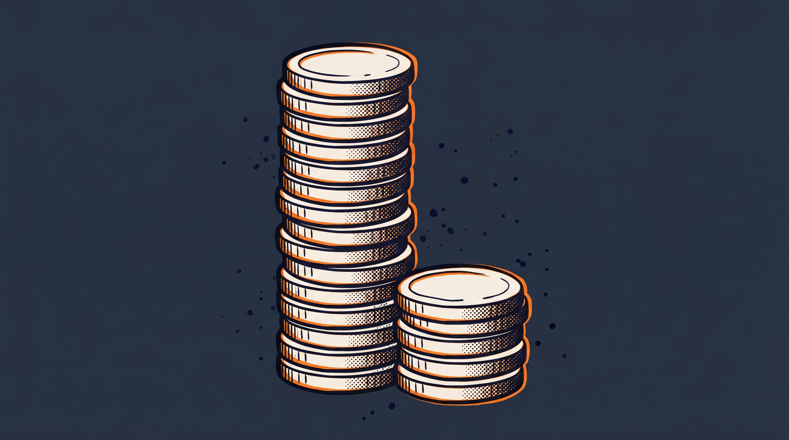 Two coin stacks of dramatically different heights side by side representing the alien's compensation compared to the median national wage for the occupation