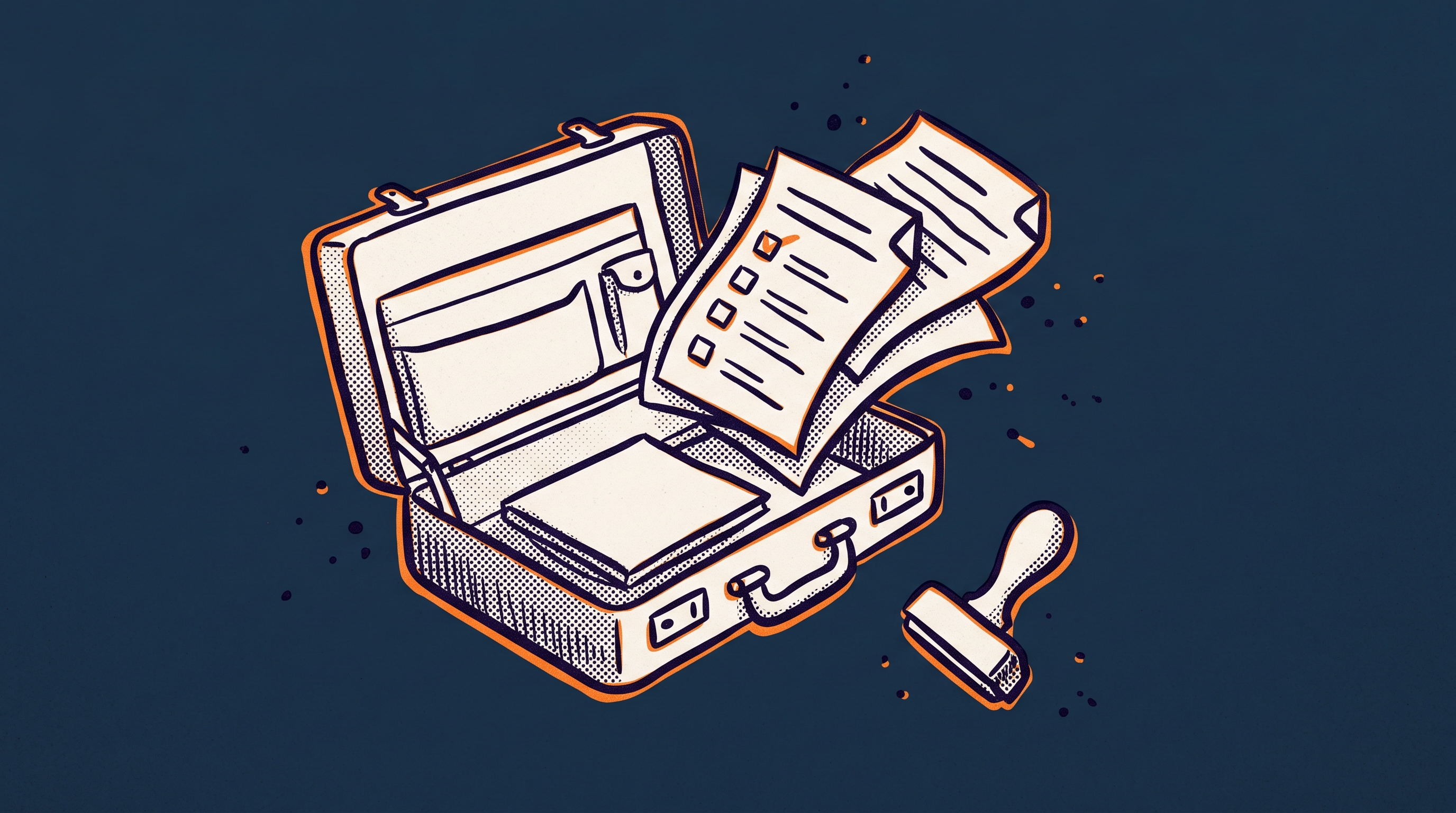 Open briefcase with documents representing H-1B employer immigration action checklist under PM-602-0199